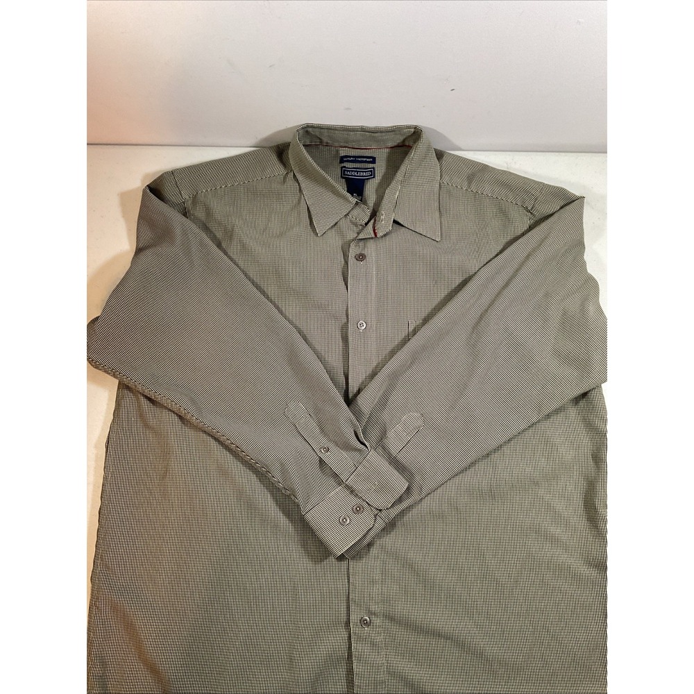Saddlebred Men's Green ‎ Striped Button Up Long Sleeve Size XL Shirt K18